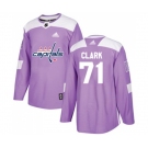 Adidas Washington Capitals #71 Kody Clark Authentic Purple Fights Cancer Practice NHL Jersey