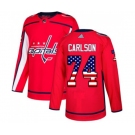 Adidas Washington Capitals #74 John Carlson Authentic Red USA Flag Fashion NHL Jersey