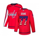 Adidas Washington Capitals #77 T.J. Oshie Authentic Red USA Flag Fashion NHL Jersey