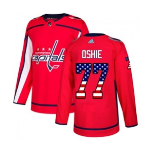 Adidas Washington Capitals #77 T.J. Oshie Authentic Red USA Flag Fashion NHL Jersey