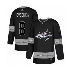 Adidas Washington Capitals #8 Alex Ovechkin Authentic Black Team Logo Fashion NHL Jersey