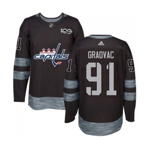 Adidas Washington Capitals #91 Tyler Graovac Authentic Black 1917-2017 100th Anniversary NHL Jersey