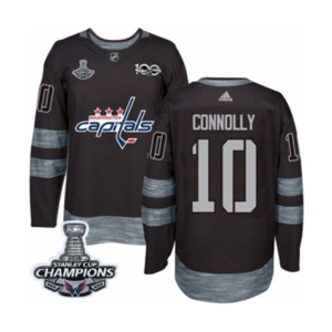 Men Adidas Washington Capitals #10 Brett Connolly Authentic Black 1917-2017 100th Anniversary 2018 Stanley Cup Final Champions NHL Jersey