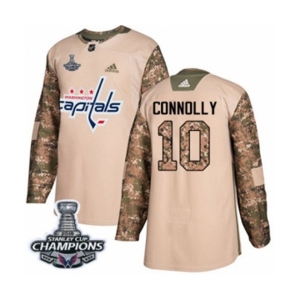 Men Adidas Washington Capitals #10 Brett Connolly Authentic Camo Veterans Day Practice 2018 Stanley Cup Final Champions NHL Jersey