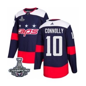 Men Adidas Washington Capitals #10 Brett Connolly Authentic Navy Blue 2018 Stadium Series 2018 Stanley Cup Final Champions NHL Jersey