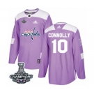 Men Adidas Washington Capitals #10 Brett Connolly Authentic Purple Fights Cancer Practice 2018 Stanley Cup Final Champions NHL Jersey