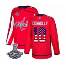 Men Adidas Washington Capitals #10 Brett Connolly Authentic Red USA Flag Fashion 2018 Stanley Cup Final Champions NHL Jersey