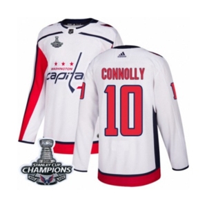 Men Adidas Washington Capitals #10 Brett Connolly Authentic White Away 2018 Stanley Cup Final Champions NHL Jersey