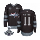 Men Adidas Washington Capitals #11 Mike Gartner Authentic Black 1917-2017 100th Anniversary 2018 Stanley Cup Final Champions NHL Jersey