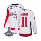 Men Adidas Washington Capitals #11 Mike Gartner Authentic White Away 2018 Stanley Cup Final Champions NHL Jersey