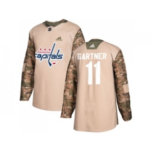 Men Adidas Washington Capitals #11 Mike Gartner Camo Authentic 2017 Veterans Day Stitched NHL Jersey