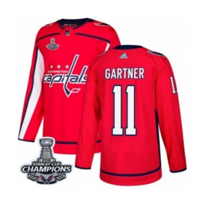 Men Adidas Washington Capitals #11 Mike Gartner Premier Red Home 2018 Stanley Cup Final Champions NHL Jersey