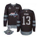 Men Adidas Washington Capitals #13 Jakub Vrana Authentic Black 1917-2017 100th Anniversary 2018 Stanley Cup Final Champions NHL Jersey