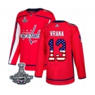 Men Adidas Washington Capitals #13 Jakub Vrana Authentic Red USA Flag Fashion 2018 Stanley Cup Final Champions NHL Jersey