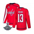 Men Adidas Washington Capitals #13 Jakub Vrana Premier Red Home 2018 Stanley Cup Final Champions NHL Jersey