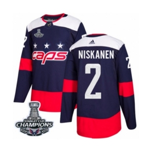 Men Adidas Washington Capitals #2 Matt Niskanen Authentic Navy Blue 2018 Stadium Series 2018 Stanley Cup Final Champions NHL Jersey