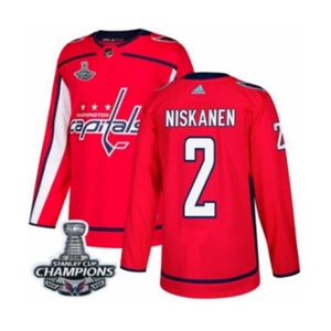 Men Adidas Washington Capitals #2 Matt Niskanen Authentic Red Home 2018 Stanley Cup Final Champions NHL Jersey