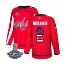 Men Adidas Washington Capitals #2 Matt Niskanen Authentic Red USA Flag Fashion 2018 Stanley Cup Final Champions NHL Jersey