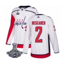 Men Adidas Washington Capitals #2 Matt Niskanen Authentic White Away 2018 Stanley Cup Final Champions NHL Jersey