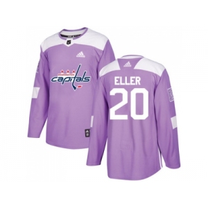 Men Adidas Washington Capitals #20 Lars Eller Purple Authentic Fights Cancer Stitched NHL Jersey