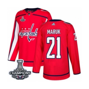 Men Adidas Washington Capitals #21 Dennis Maruk Authentic Red Home 2018 Stanley Cup Final Champions NHL Jersey