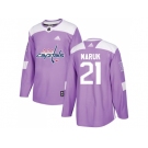 Men Adidas Washington Capitals #21 Dennis Maruk Purple Authentic Fights Cancer Stitched NHL Jersey