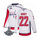 Men Adidas Washington Capitals #22 Madison Bowey Authentic White Away 2018 Stanley Cup Final Champions NHL Jersey