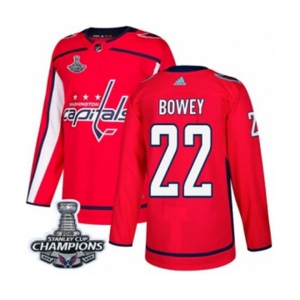 Men Adidas Washington Capitals #22 Madison Bowey Premier Red Home 2018 Stanley Cup Final Champions NHL Jersey