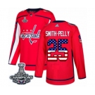 Men Adidas Washington Capitals #25 Devante Smith-Pelly Authentic Red USA Flag Fashion 2018 Stanley Cup Final Champions NHL Jersey