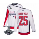 Men Adidas Washington Capitals #25 Devante Smith-Pelly Authentic White Away 2018 Stanley Cup Final Champions NHL Jersey