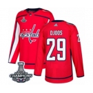 Men Adidas Washington Capitals #29 Christian Djoos Authentic Red Home 2018 Stanley Cup Final Champions NHL Jersey