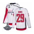 Men Adidas Washington Capitals #29 Christian Djoos Authentic White Away 2018 Stanley Cup Final Champions NHL Jersey