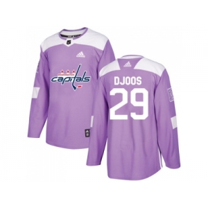 Men Adidas Washington Capitals #29 Christian Djoos Purple Authentic Fights Cancer Stitched NHL Jersey