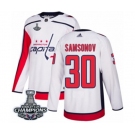 Men Adidas Washington Capitals #30 Ilya Samsonov Authentic White Away 2018 Stanley Cup Final Champions NHL Jersey