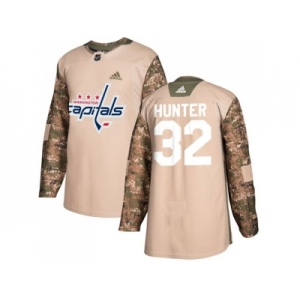 Men Adidas Washington Capitals #32 Dale Hunter Camo Authentic 2017 Veterans Day Stitched NHL Jersey