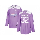 Men Adidas Washington Capitals #32 Dale Hunter Purple Authentic Fights Cancer Stitched NHL Jersey