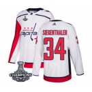 Men Adidas Washington Capitals #34 Jonas Siegenthaler Authentic White Away 2018 Stanley Cup Final Champions NHL Jersey