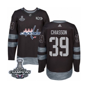 Men Adidas Washington Capitals #39 Alex Chiasson Authentic Black 1917-2017 100th Anniversary 2018 Stanley Cup Final Champions NHL Jersey