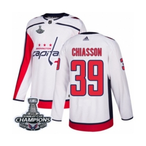 Men Adidas Washington Capitals #39 Alex Chiasson Authentic White Away 2018 Stanley Cup Final Champions NHL Jersey