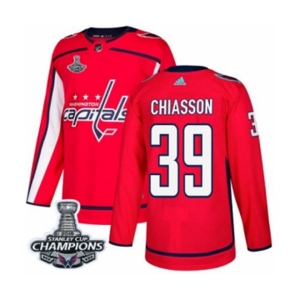 Men Adidas Washington Capitals #39 Alex Chiasson Premier Red Home 2018 Stanley Cup Final Champions NHL Jersey