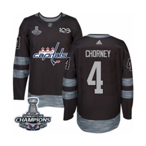 Men Adidas Washington Capitals #4 Taylor Chorney Authentic Black 1917-2017 100th Anniversary 2018 Stanley Cup Final Champions NHL Jersey