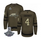 Men Adidas Washington Capitals #4 Taylor Chorney Authentic Green Salute to Service 2018 Stanley Cup Final Champions NHL Jersey