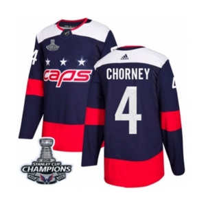 Men Adidas Washington Capitals #4 Taylor Chorney Authentic Navy Blue 2018 Stadium Series 2018 Stanley Cup Final Champions NHL Jersey
