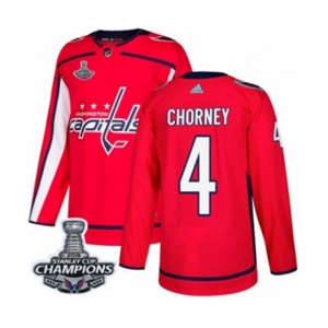 Men Adidas Washington Capitals #4 Taylor Chorney Authentic Red Home 2018 Stanley Cup Final Champions NHL Jersey