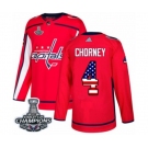 Men Adidas Washington Capitals #4 Taylor Chorney Authentic Red USA Flag Fashion 2018 Stanley Cup Final Champions NHL Jersey