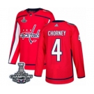 Men Adidas Washington Capitals #4 Taylor Chorney Premier Red Home 2018 Stanley Cup Final Champions NHL Jersey