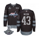 Men Adidas Washington Capitals #43 Tom Wilson Authentic Black 1917-2017 100th Anniversary 2018 Stanley Cup Final Champions NHL Jersey