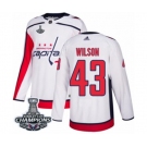 Men Adidas Washington Capitals #43 Tom Wilson Authentic White Away 2018 Stanley Cup Final Champions NHL Jersey