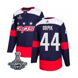 Men Adidas Washington Capitals #44 Brooks Orpik Authentic Navy Blue 2018 Stadium Series 2018 Stanley Cup Final Champions NHL Jersey