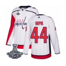 Men Adidas Washington Capitals #44 Brooks Orpik Authentic White Away 2018 Stanley Cup Final Champions NHL Jersey